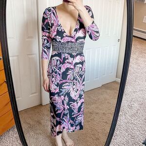 Lilly Pulitzer Fleuris Midi Dress Onyx Wild Within XS